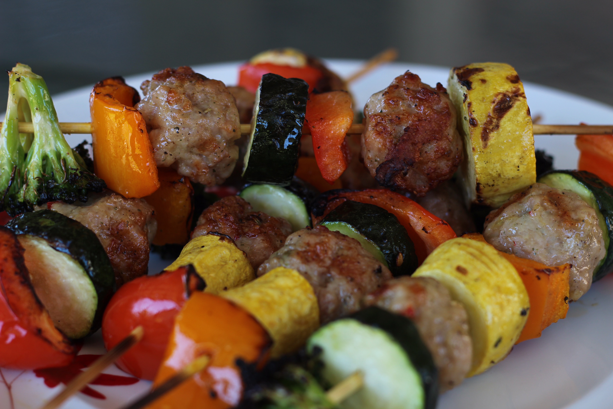 Sausage and Veggie Skewers with Garlic Mojo Sauce Isernio's Premium