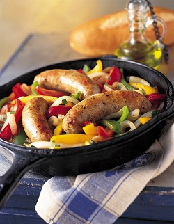 skillet with sausage