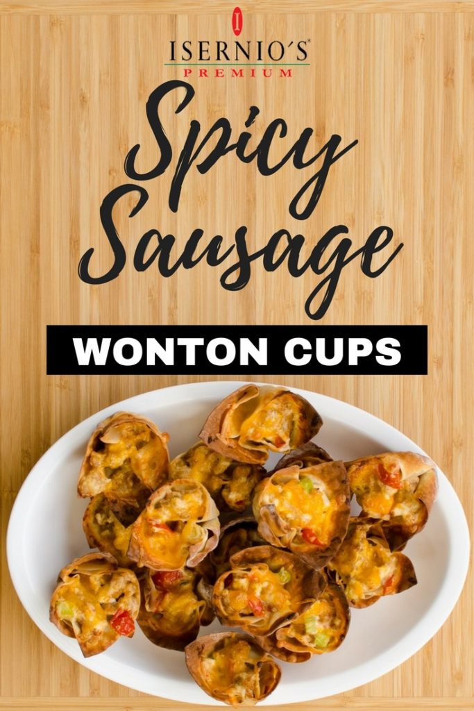 Spicy Sausage Wonton Cups - Simple appletizer recipe. #sausagerecipe #appetizer