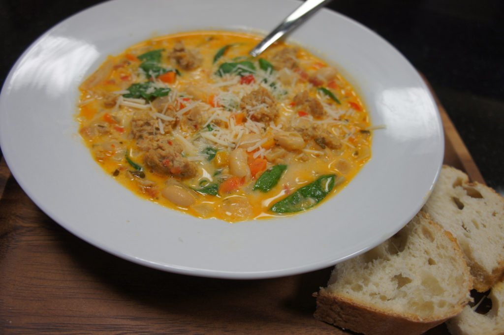 Sausage White Bean Spinach Soup