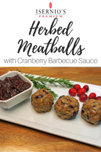 Herbed Meatballs with Cranberry Barbecue Sauce #recipe #meatballs #appetizer